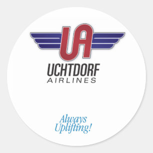 Uchtdorf Airlines. Autocolante redondo