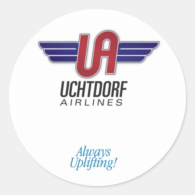Uchtdorf Airlines. Autocolante redondo (Frente)