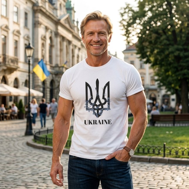 UCRÂNIA. Brasão de Armas. Camiseta Tri-Blend (Criador carregado)