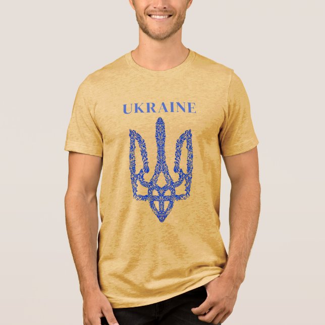 UCRÂNIA. Tridente. Fique com a Ucrânia. Camiseta (Frente)