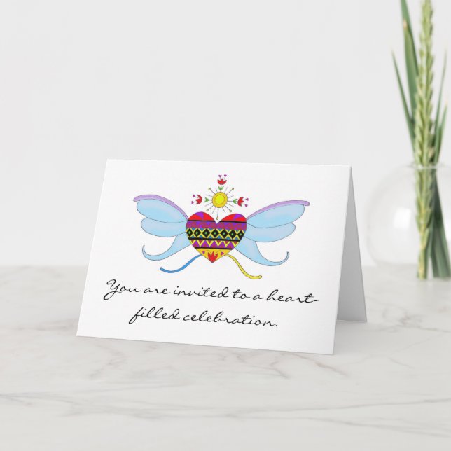 Ucraniano em Convite para Casamento Cardíaco (Frente)