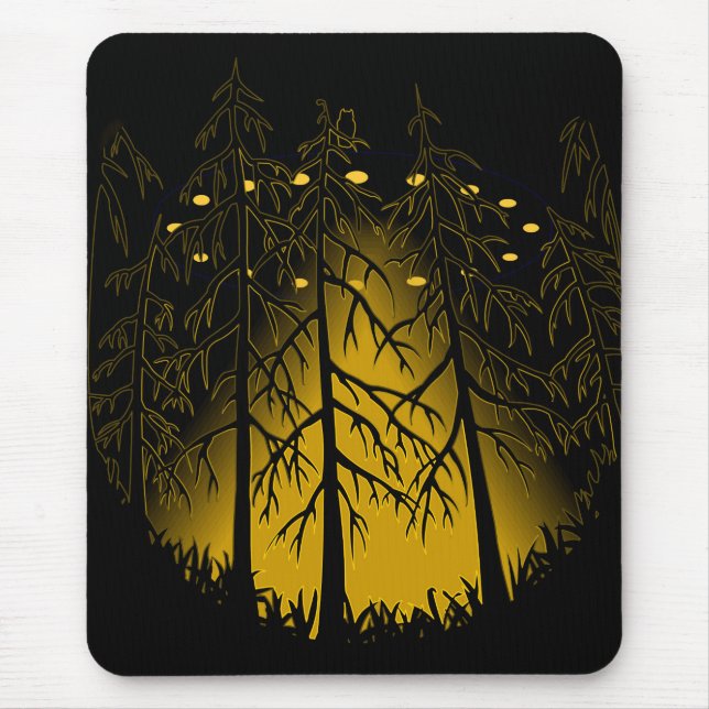 UFO Art Mousepad Voando Saucer w Owl Art Mousepad (Frente)