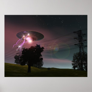 UFO sobre o poster das linhas de alta tensão 2