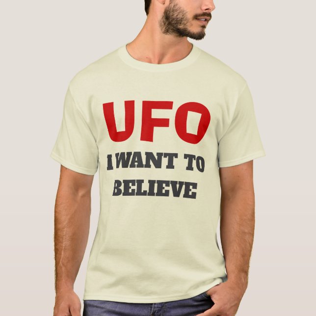 UFO T-Shirt - Eu Quero Acreditar - Cor Natural (Frente)