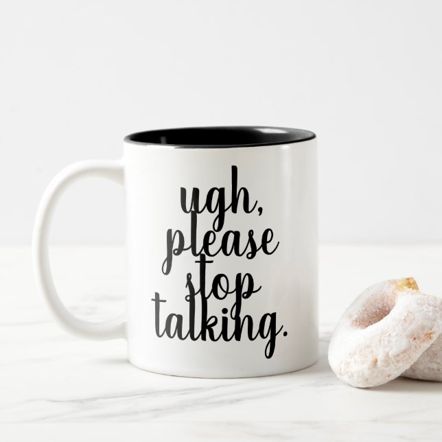 UGH PARE DE POR FAVOR FALAR a caneca engraçada, (Com Donut)