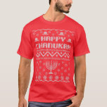 Ugly Hanukkah Sweater T-shirt Chanukah Menora<br><div class="desc">Ugly Hanukkah Suéter camiseta Chanukah Menora.</div>