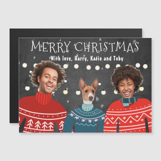 Ugly Sweater Family Christmas Card ,Funny Christma (Frente/Verso)