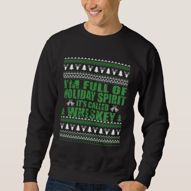 Uísque é meu espírito engraçado suéter de natal fe (Frente)