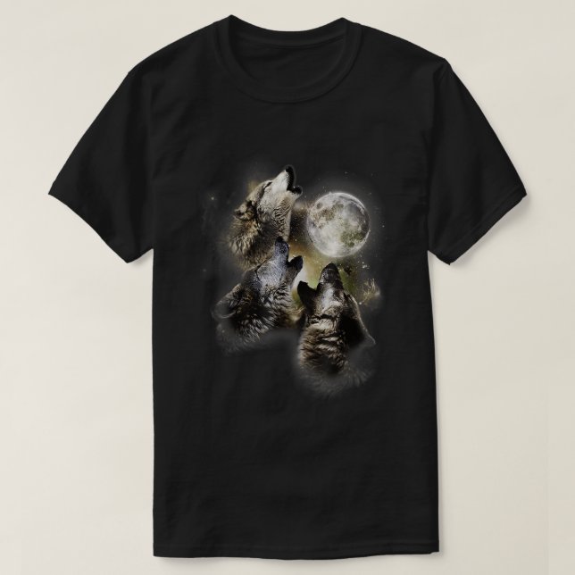Uivando Na Camiseta Do Lobo Da Lua (Frente do Design)