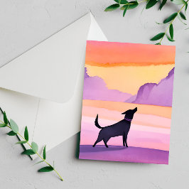 Uivo de Cachorro | Cartão de Silhueta em Aquarela 