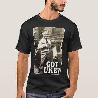 Uke obtido? T-shirt curto escuro da luva dos