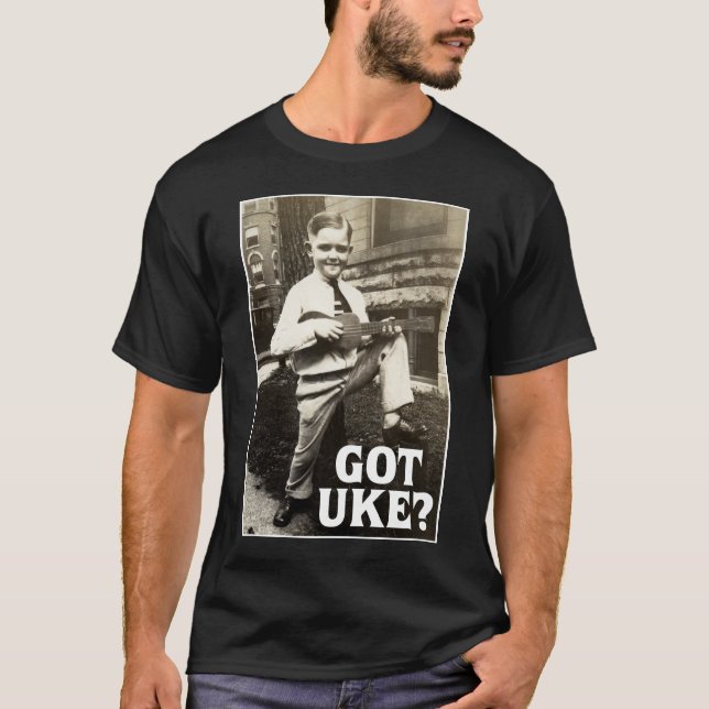 Uke obtido? T-shirt curto escuro da luva dos (Frente)