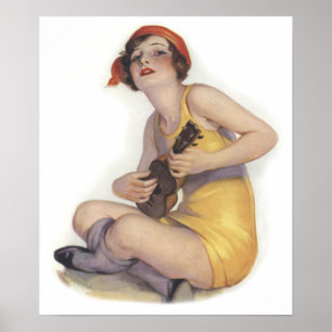 Uke Playing Flapper Poster