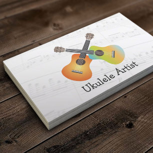 Ukulele Artist Music Notes Cartão de visita