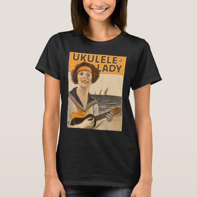Ukulele Lady Fun Gift T-Shirt para mulheres (Frente)