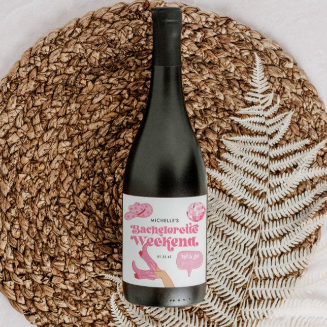 Última Festa de solteira do Disco Rodeo (Pink Cowgirl Last Disco Nash Bash Champagne Label)