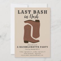 Último Bash em Nash Bachelorette Boots Convite