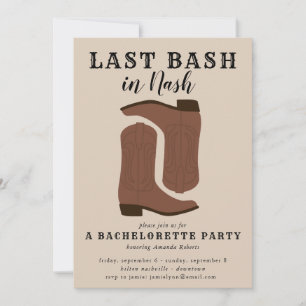 Último Bash em Nash Bachelorette Boots Convite