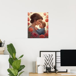 Um abraço de mãe - Poster de mãe e filho