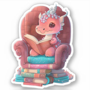 Um adesivo de leitura do dragão de coral