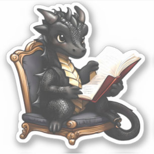 Um adesivo de leitura do dragão preto