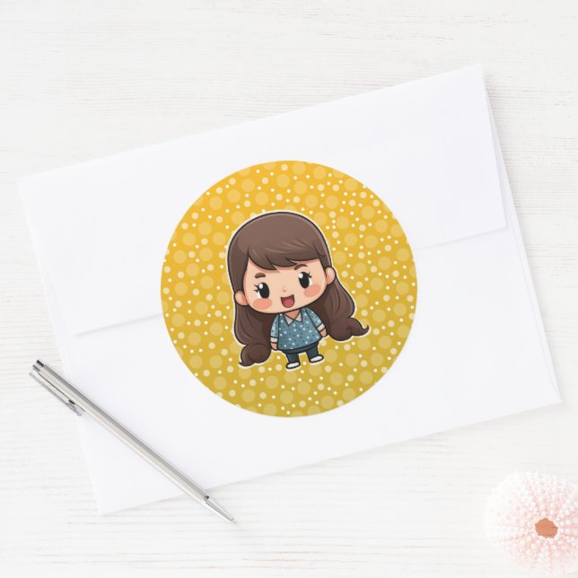 Um adesivo de menina bonito (Envelope)