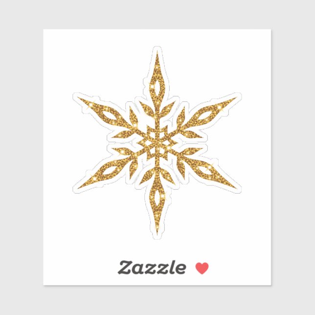 Um adesivo de Natal - um floco de neve dourado bri (Folha)