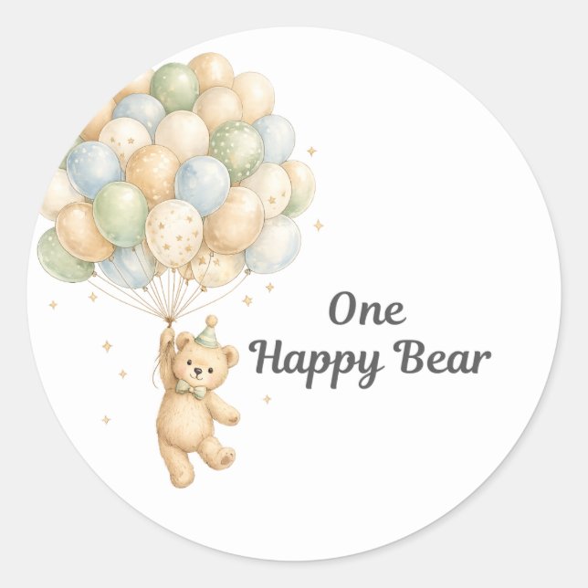 Um adesivo de urso feliz (Frente)