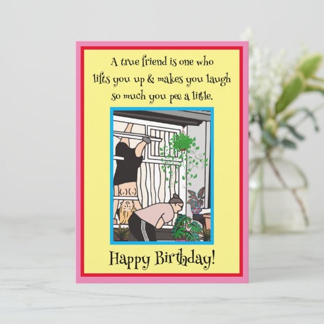 Um Amigo Verdadeiro Levanta O Cartão De Férias Pla (Em pé/Frente)