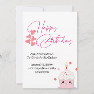 um ano de idade, convite para design de cor rosa