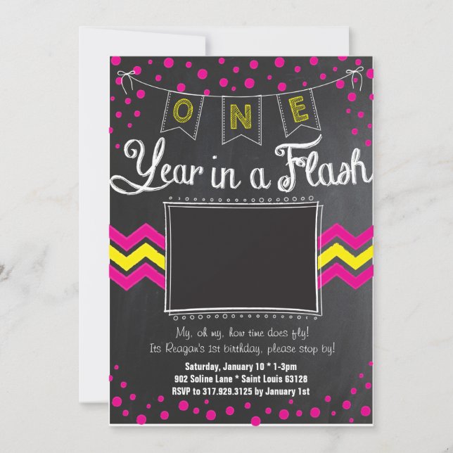 Um Ano Em Um Convite De Aniversário Flash (Frente)