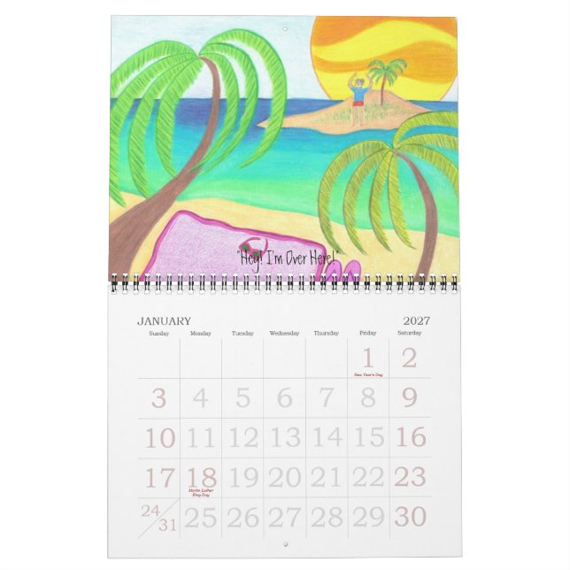 Um ano no calendário da praia (Jan 2027)