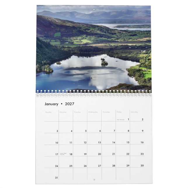 Um ano no calendário de Ireland - personalize o (Jan 2027)