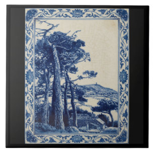 Um Azulejo de Arte Cerâmica Azul Cobalto Folly Cor