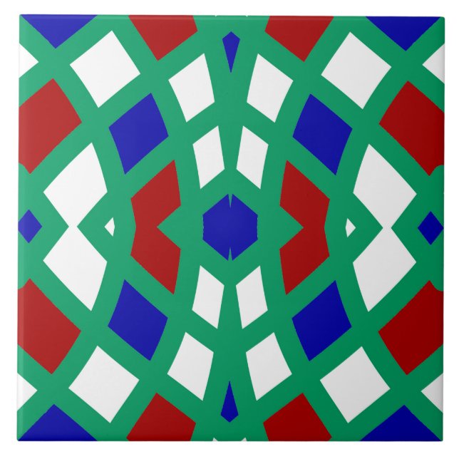 Um azulejo de cerâmica de padrão multicolorido vib (Frente)