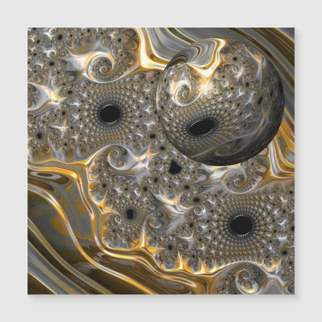 Um Balé esférico em prata e placa de ímã Dourada (Frente)