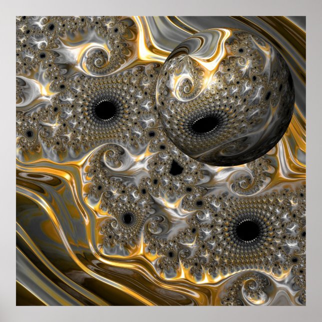 Um Balé esférico em Prata e Poster Dourado (Frente)