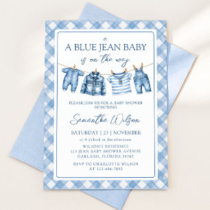 Um Bebê de Blue Jean a Caminho Convite de Chá de B