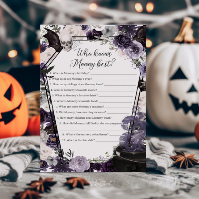 Um Bebê está a criar gótica que conhece o melhor j (Floral Gothic Coffin A Baby is Brewing Baby Shower Who knows Mommy Best Game)