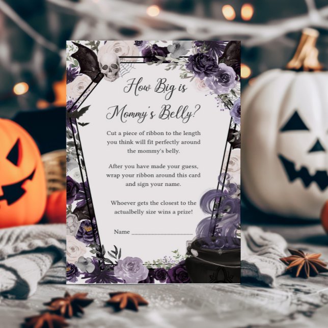 Um Bebê está a criar quão grande é o jogo de mamas (Floral Gothic Coffin A Baby is Brewing Baby Shower How Big is Mommys Belly Game)