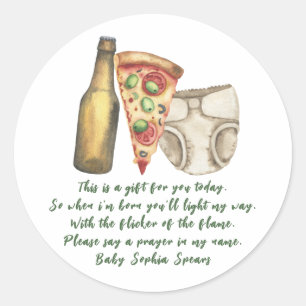 Um bebê está a preparar cerveja - etiqueta da vela
