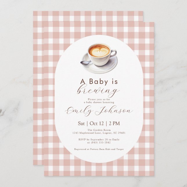 Um Bebê está criando o convite para Chás de fralda (Frente/Verso)