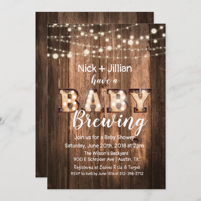 Um Bebê está criando o convite para Chás de fralda (Frente/Verso)