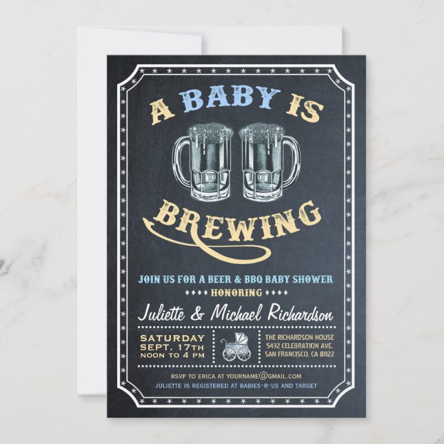 "Um bebê está fabricando cerveja" convites do chá (Frente)