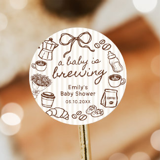 Um Bebê está Preparando Café Adesivo Chá de Bebê