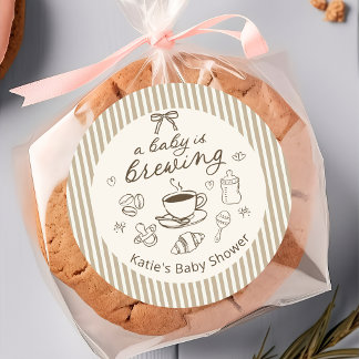 Um Bebê está Preparando Café Adesivo Chá de Bebê