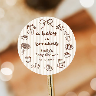Um Bebê está Preparando Café Adesivo de Chá de Beb