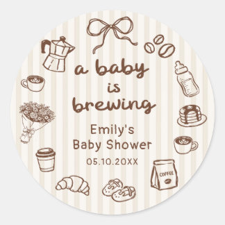 Um Bebê está Preparando Café Adesivo de Chá de Beb