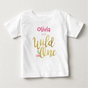 Um bebê, primeiro aniversário, moça, traje T-Shirt