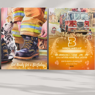 Um belo convite de aniversário para bombeiros